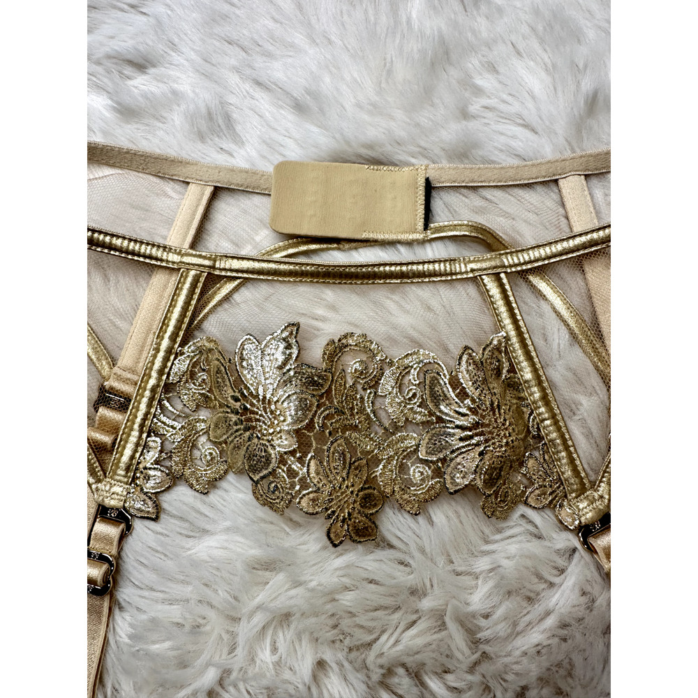 Honey Birdette AMELIE💛 Gold Floral Garter XS - Picture 3 of 3